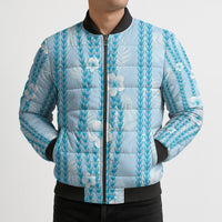 Hawaii Queen Liliuokalani Bomber Puffer Jacket Blue Lei Pua Kalaunu LT05 - Polynesian Pride