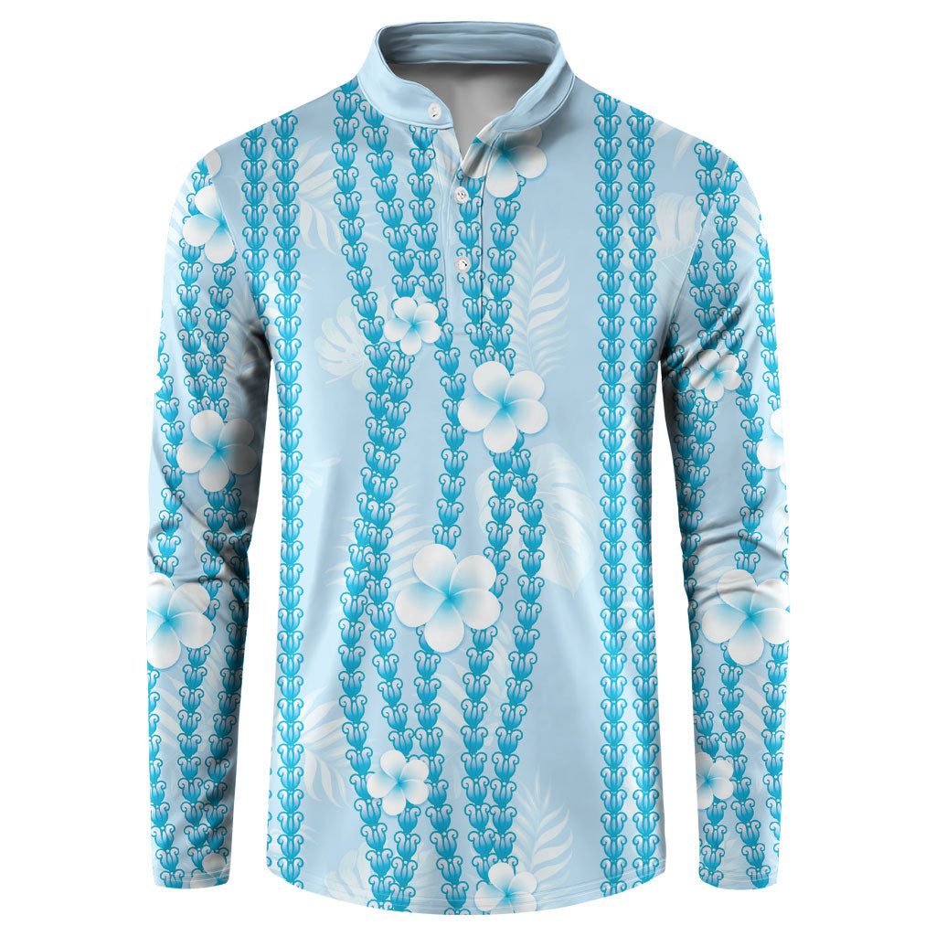 Hawaii Queen Liliuokalani Button Sweatshirt Blue Lei Pua Kalaunu LT05 Blue - Polynesian Pride
