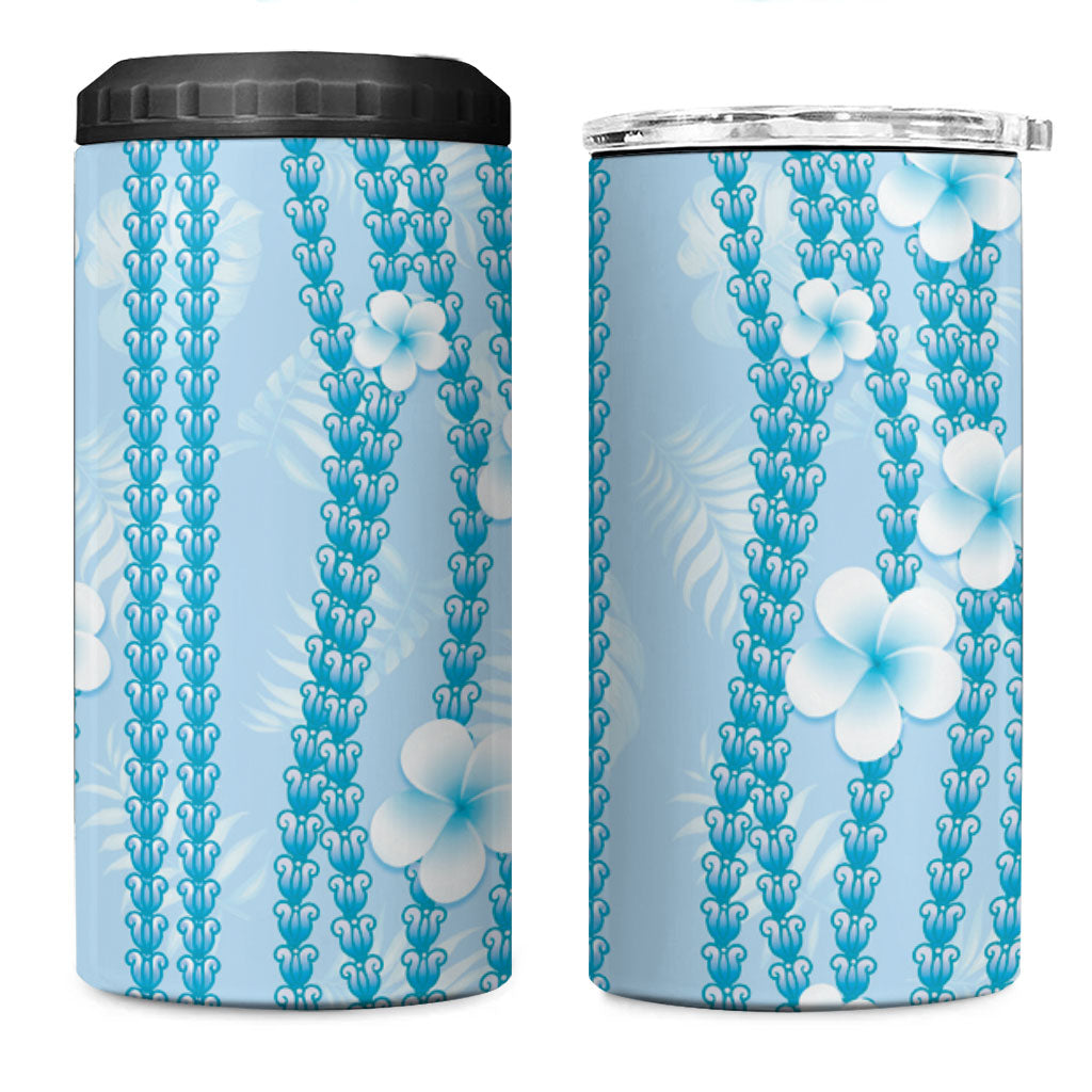 Hawaii Queen Liliuokalani 4 in 1 Can Cooler Tumbler Blue Lei Pua Kalaunu LT05 One Size: 16 oz Blue - Polynesian Pride