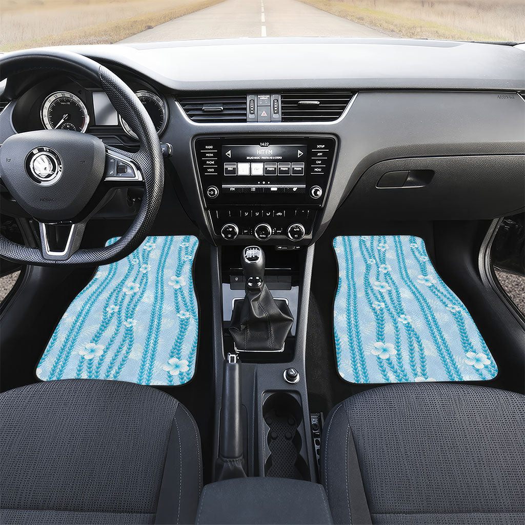 Hawaii Queen Liliuokalani Car Mats Blue Lei Pua Kalaunu LT05 Set 2pcs - Front Blue - Polynesian Pride