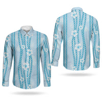 Hawaii Queen Liliuokalani Couples Matching Mermaid Dress and Long Sleeve Button Shirt Blue Lei Pua Kalaunu LT05 - Polynesian Pride