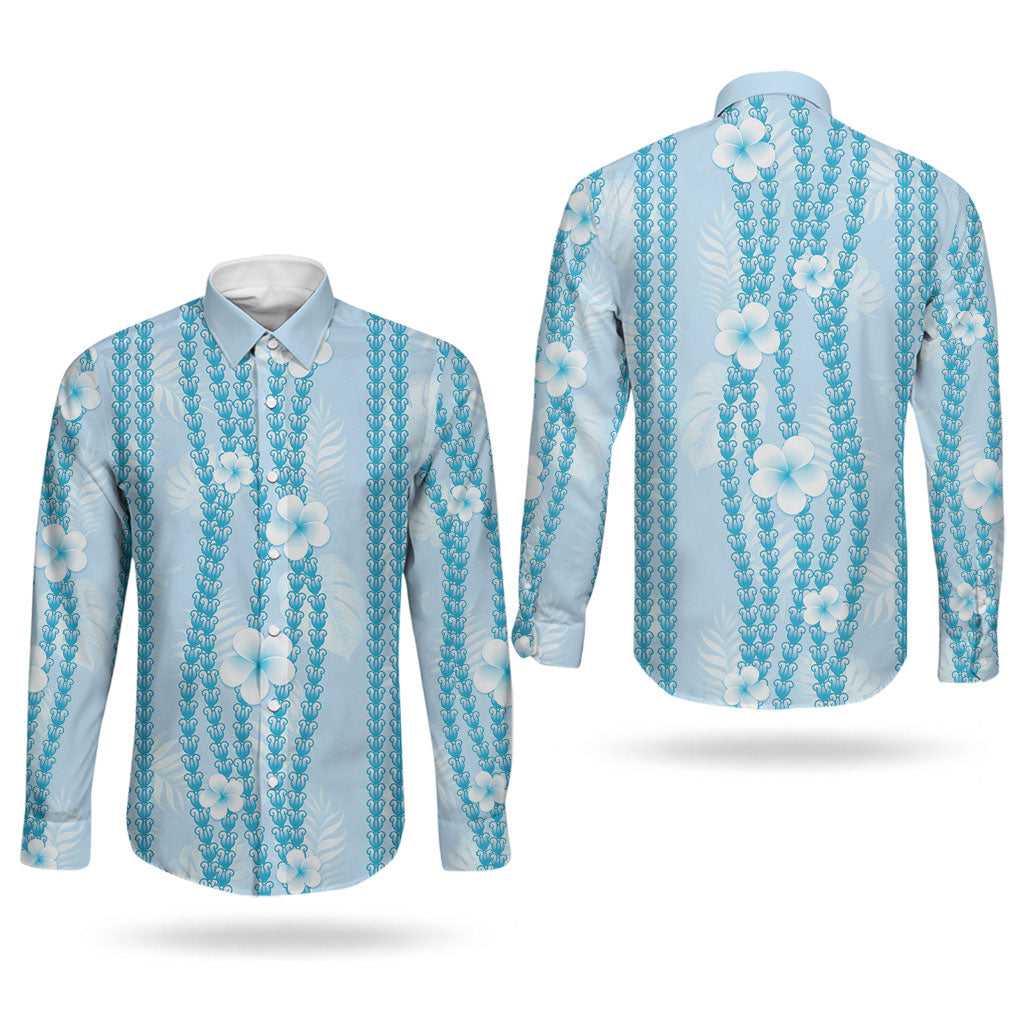 Hawaii Queen Liliuokalani Couples Matching Short Sleeve Bodycon Dress and Long Sleeve Button Shirt Blue Lei Pua Kalaunu LT05 - Polynesian Pride