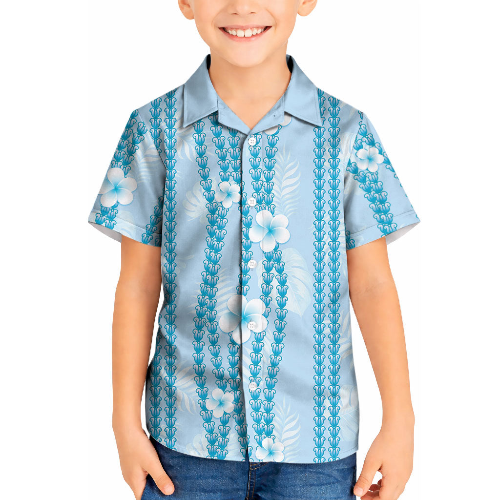 Hawaii Queen Liliuokalani Kid Hawaiian Shirt Blue Lei Pua Kalaunu LT05 Kid Blue - Polynesian Pride