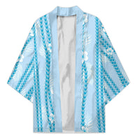 Hawaii Queen Liliuokalani Kimono Blue Lei Pua Kalaunu LT05 Unisex Blue - Polynesian Pride