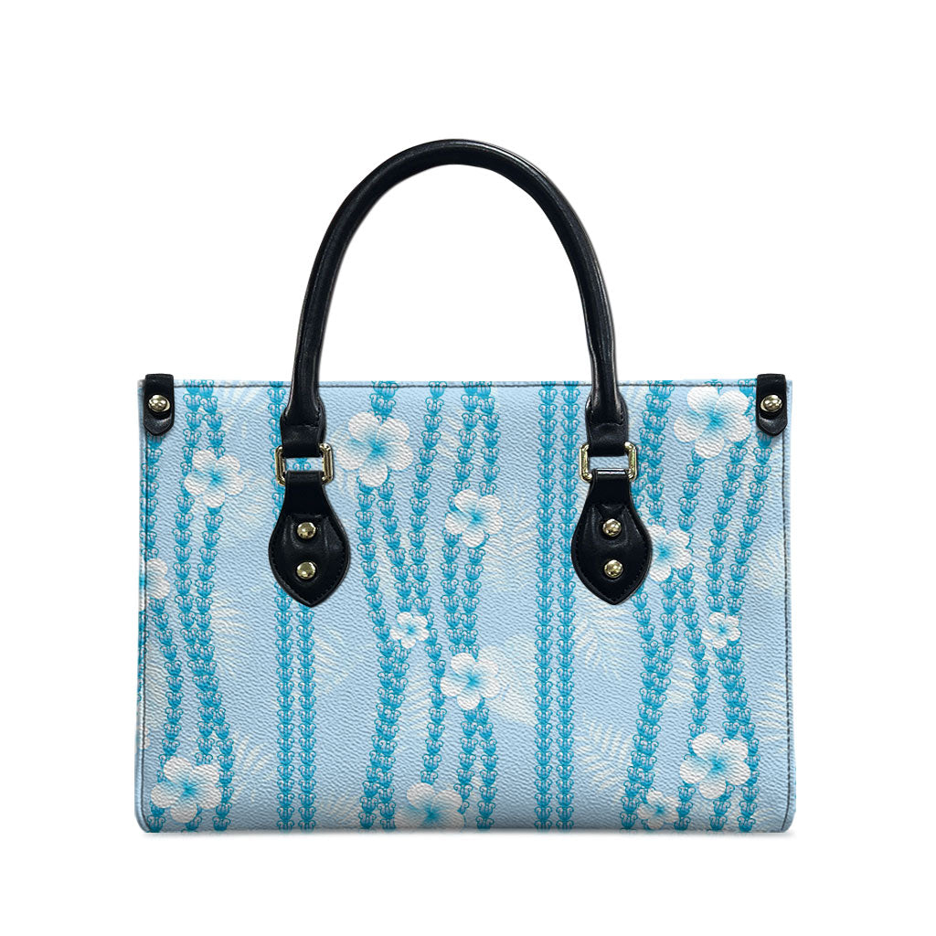Hawaii Queen Liliuokalani Leather Bag Blue Lei Pua Kalaunu LT05 - Polynesian Pride