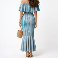 Hawaii Queen Liliuokalani Mermaid Dress Blue Lei Pua Kalaunu LT05 - Polynesian Pride
