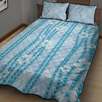 Hawaii Queen Liliuokalani Quilt Bed Set Blue Lei Pua Kalaunu LT05 - Polynesian Pride