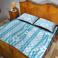 Hawaii Queen Liliuokalani Quilt Bed Set Blue Lei Pua Kalaunu LT05 - Polynesian Pride