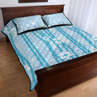 Hawaii Queen Liliuokalani Quilt Bed Set Blue Lei Pua Kalaunu LT05 - Polynesian Pride