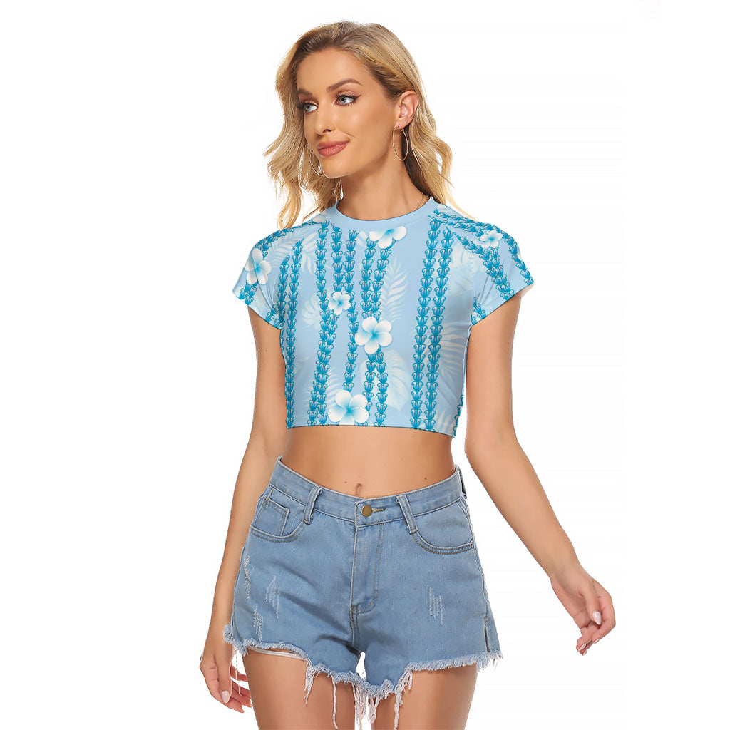 Hawaii Queen Liliuokalani Raglan Cropped T Shirt Blue Lei Pua Kalaunu LT05 Female Blue - Polynesian Pride