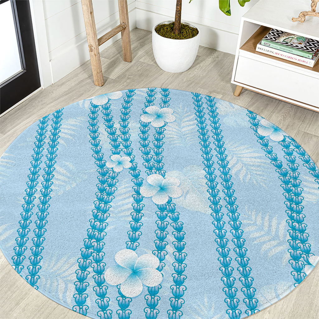 Hawaii Queen Liliuokalani Round Carpet Blue Lei Pua Kalaunu LT05 Blue - Polynesian Pride