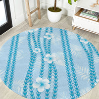 Hawaii Queen Liliuokalani Round Carpet Blue Lei Pua Kalaunu LT05 Blue - Polynesian Pride