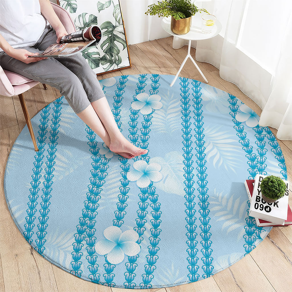 Hawaii Queen Liliuokalani Round Carpet Blue Lei Pua Kalaunu LT05 - Polynesian Pride