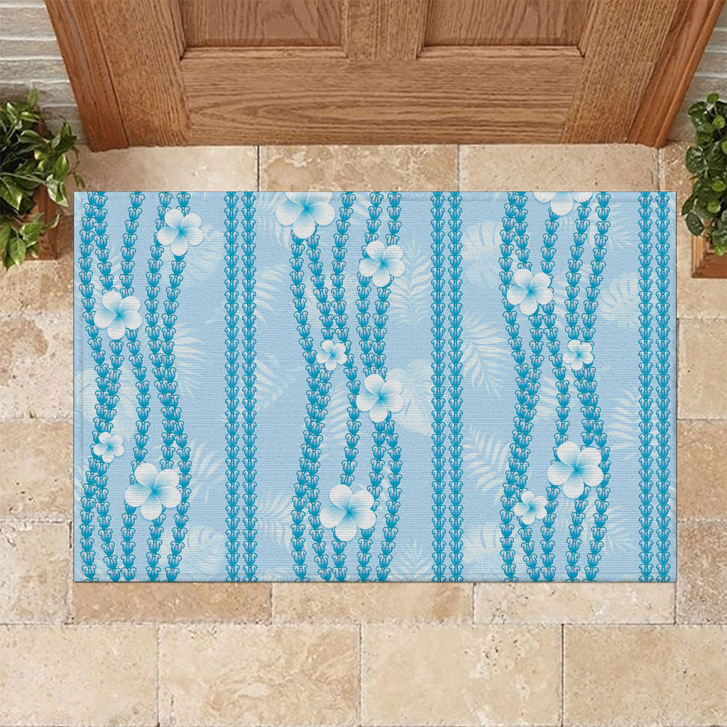 Hawaii Queen Liliuokalani Rubber Doormat Blue Lei Pua Kalaunu LT05 Blue - Polynesian Pride