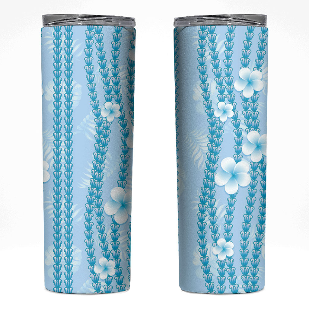 Hawaii Queen Liliuokalani Skinny Tumbler Blue Lei Pua Kalaunu LT05 Blue - Polynesian Pride