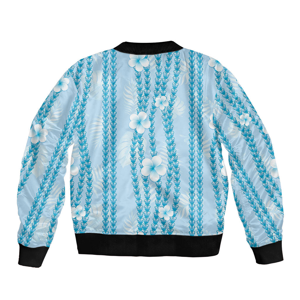 Hawaii Queen Liliuokalani Sleeve Zip Bomber Jacket Blue Lei Pua Kalaunu LT05 - Polynesian Pride