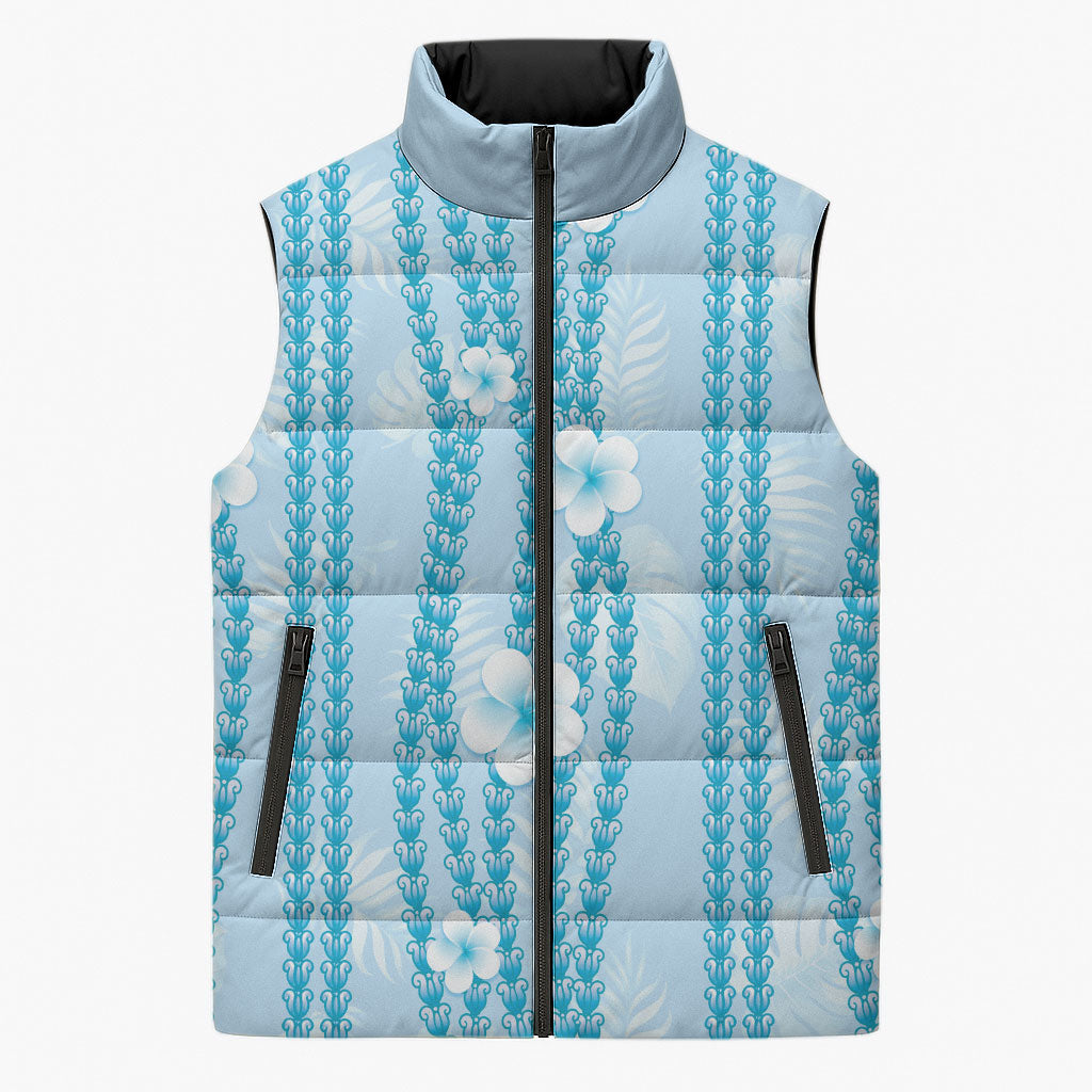 Hawaii Queen Liliuokalani Sleeveless Puffer Jacket Blue Lei Pua Kalaunu LT05 Unisex Blue - Polynesian Pride