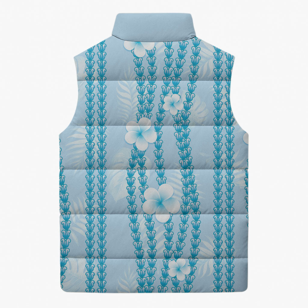 Hawaii Queen Liliuokalani Sleeveless Puffer Jacket Blue Lei Pua Kalaunu LT05 - Polynesian Pride