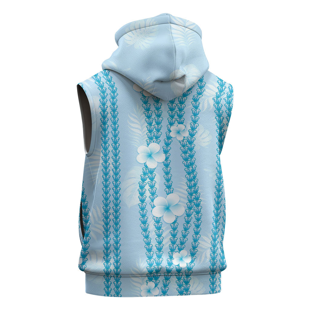 Hawaii Queen Liliuokalani Sleeveless Zip Hoodie Blue Lei Pua Kalaunu LT05 - Polynesian Pride
