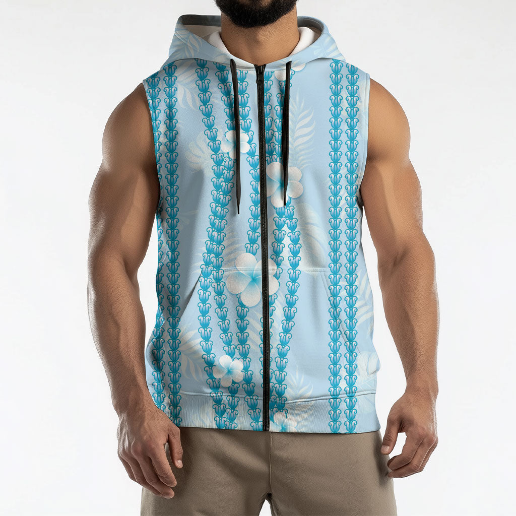Hawaii Queen Liliuokalani Sleeveless Zip Hoodie Blue Lei Pua Kalaunu LT05 - Polynesian Pride