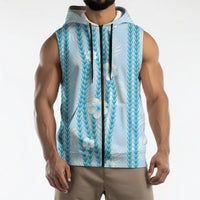 Hawaii Queen Liliuokalani Sleeveless Zip Hoodie Blue Lei Pua Kalaunu LT05 - Polynesian Pride