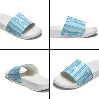 Hawaii Queen Liliuokalani Slide Sandals Blue Lei Pua Kalaunu LT05 - Polynesian Pride