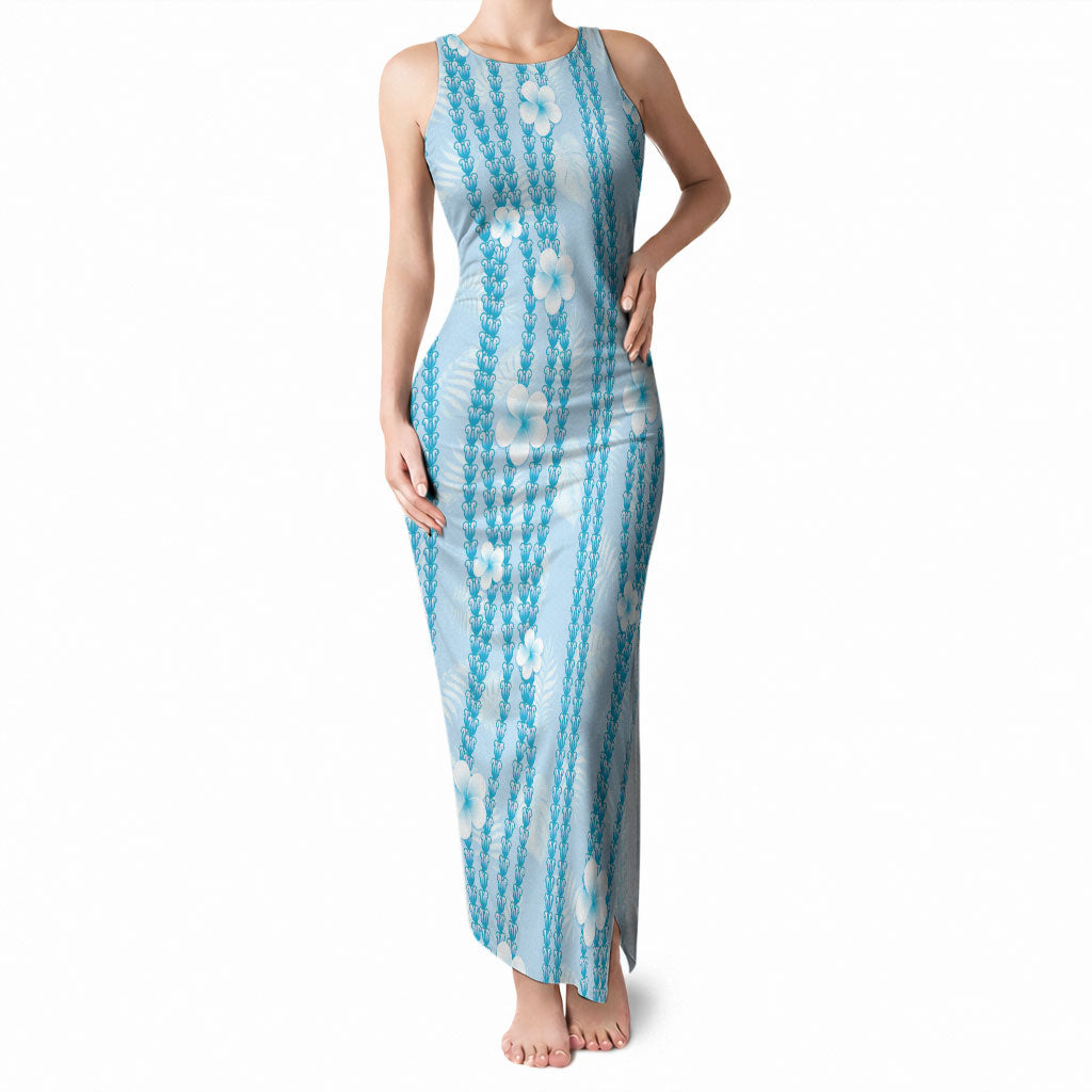 Hawaii Queen Liliuokalani Tank Maxi Dress Blue Lei Pua Kalaunu LT05 Women Blue - Polynesian Pride