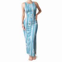 Hawaii Queen Liliuokalani Tank Maxi Dress Blue Lei Pua Kalaunu LT05 Women Blue - Polynesian Pride