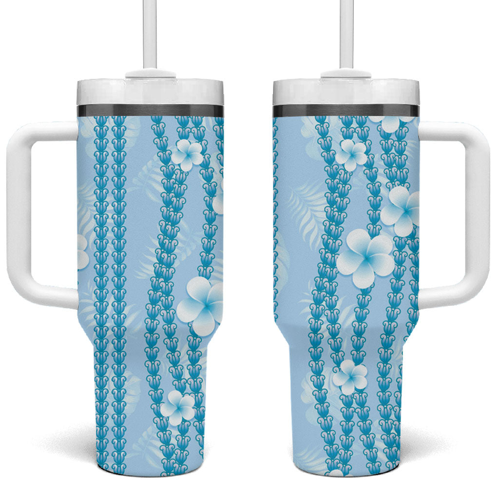 Hawaii Queen Liliuokalani Tumbler With Handle Blue Lei Pua Kalaunu LT05 One Size: 40 oz Blue - Polynesian Pride