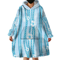 Hawaii Queen Liliuokalani Wearable Blanket Hoodie Blue Lei Pua Kalaunu LT05 - Polynesian Pride
