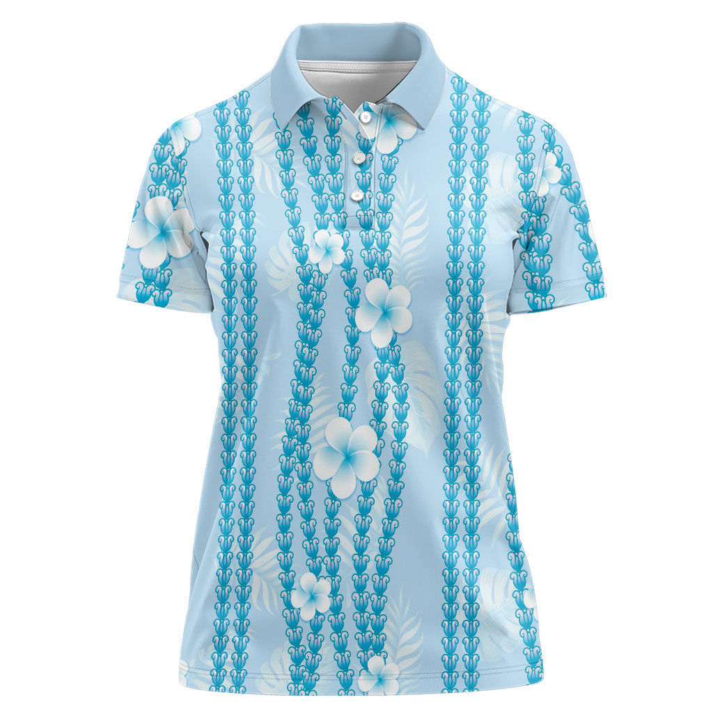 Hawaii Queen Liliuokalani Women Polo Shirt Blue Lei Pua Kalaunu LT05 Female Blue - Polynesian Pride