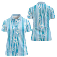 Hawaii Queen Liliuokalani Women Polo Shirt Blue Lei Pua Kalaunu LT05 - Polynesian Pride