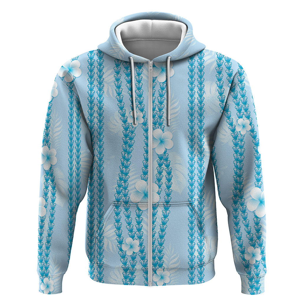 Hawaii Queen Liliuokalani Zip Hoodie Blue Lei Pua Kalaunu LT05 Zip Hoodie Blue - Polynesian Pride