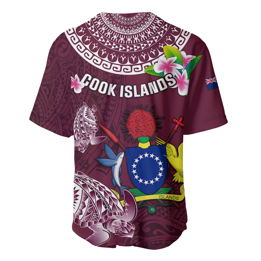 Cook Islands Mangaia Baseball Jersey Coat Of Arms Plumeria Polynesian Turtle LT05 - Polynesian Pride
