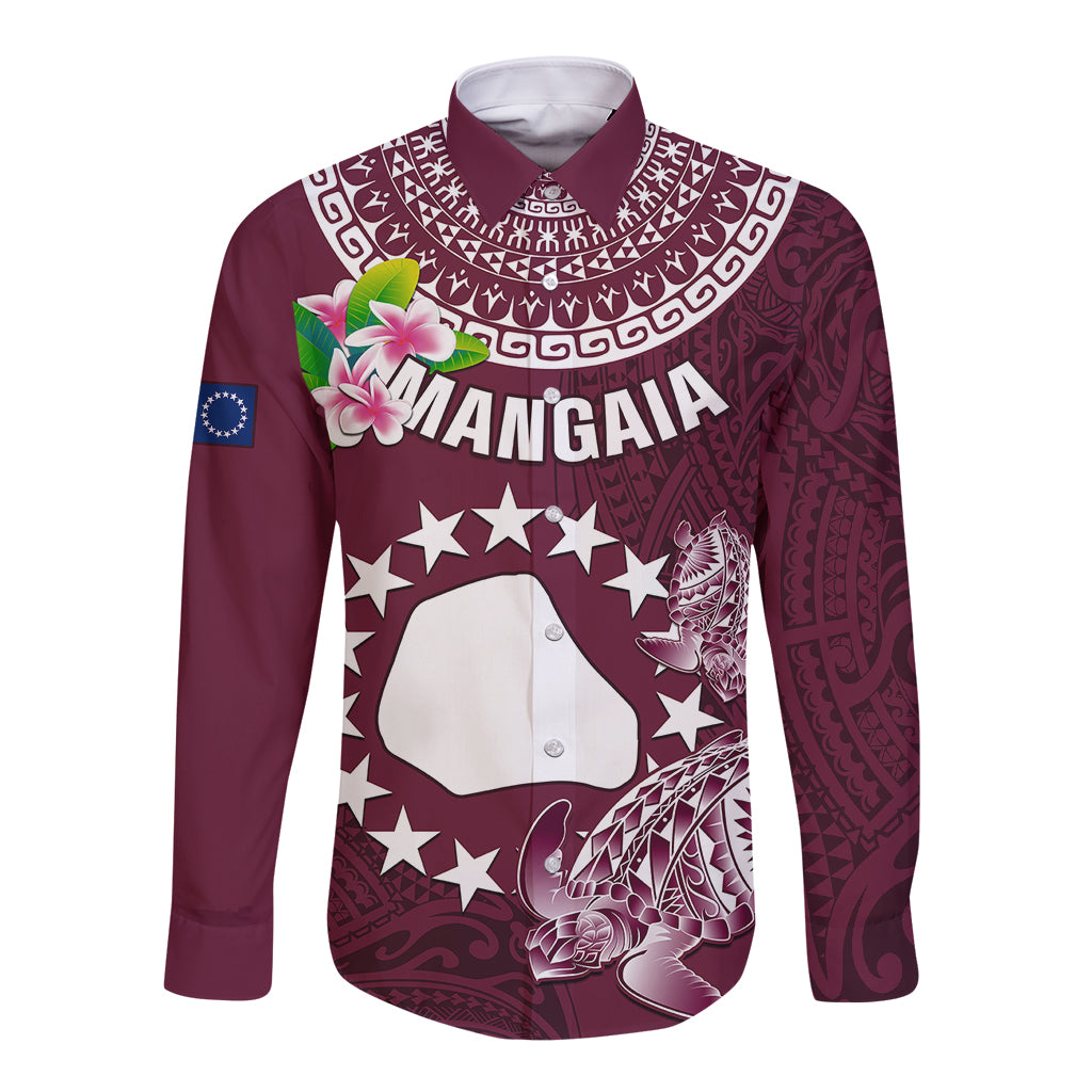 Cook Islands Mangaia Long Sleeve Button Shirt Coat Of Arms Plumeria Polynesian Turtle LT05 Unisex Pink - Polynesian Pride