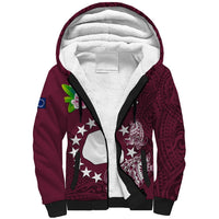 Personalized Cook Islands Mangaia Sherpa Hoodie Coat Of Arms Plumeria Polynesian Turtle LT05 Unisex Pink - Polynesian Pride