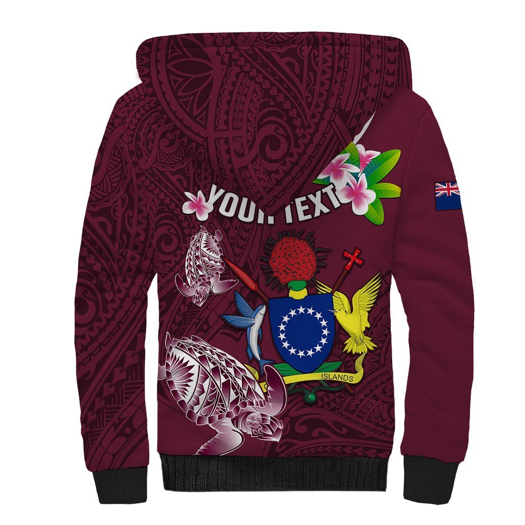 Personalized Cook Islands Mangaia Sherpa Hoodie Coat Of Arms Plumeria Polynesian Turtle LT05 - Polynesian Pride