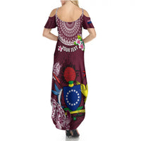 Personalized Cook Islands Mangaia Summer Maxi Dress Coat Of Arms Plumeria Polynesian Turtle LT05 - Polynesian Pride
