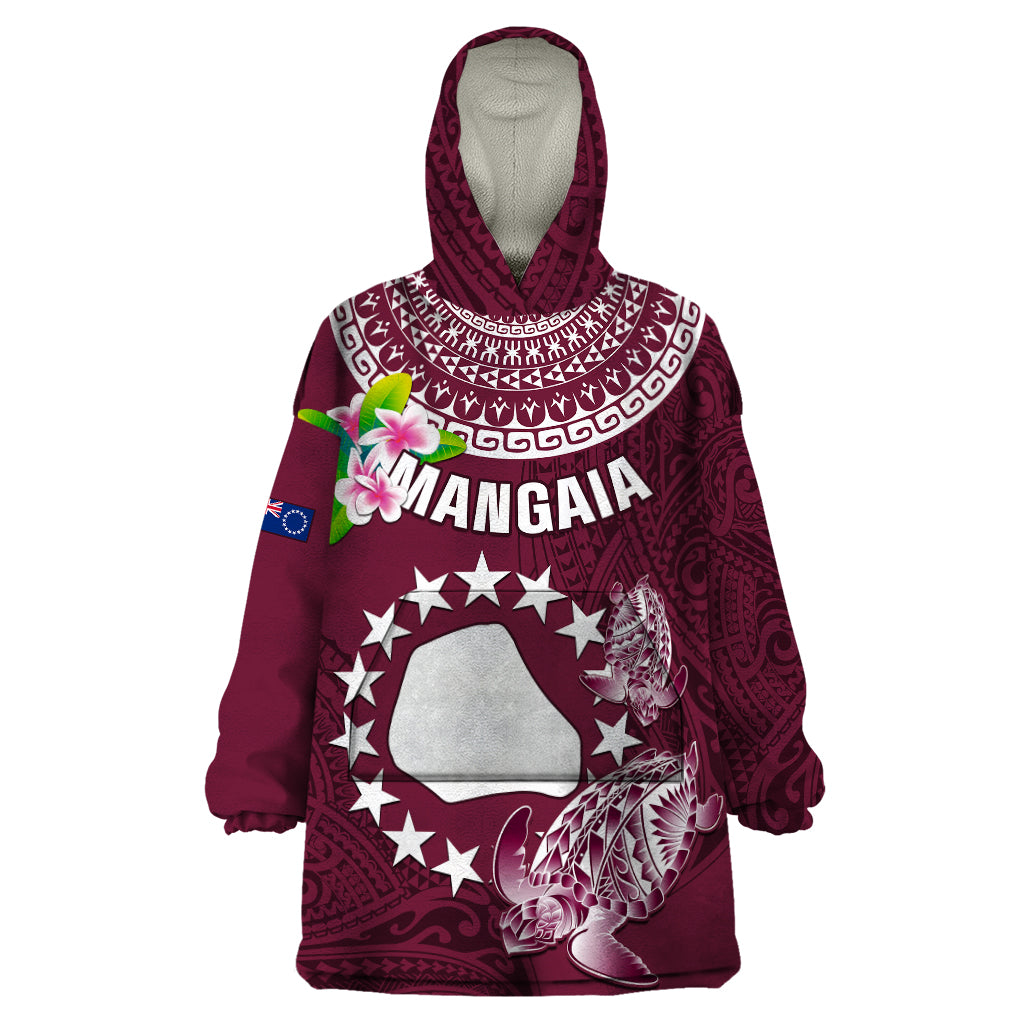 Personalized Cook Islands Mangaia Wearable Blanket Hoodie Coat Of Arms Plumeria Polynesian Turtle LT05 One Size Pink - Polynesian Pride