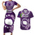 Cook Islands Rarotonga Couples Matching Short Sleeve Bodycon Dress and Hawaiian Shirt Coat Of Arms Plumeria Polynesian Turtle LT05 Purple - Polynesian Pride