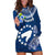 Cook Islands Pukapuka Hoodie Dress Coat Of Arms Plumeria Polynesian Turtle LT05 Blue - Polynesian Pride