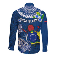 Cook Islands Pukapuka Long Sleeve Button Shirt Coat Of Arms Plumeria Polynesian Turtle LT05 - Polynesian Pride