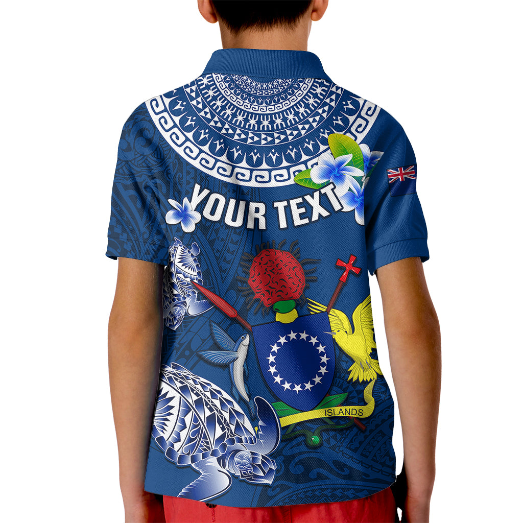 Personalized Cook Islands Pukapuka Kid Polo Shirt Coat Of Arms Plumeria Polynesian Turtle LT05 - Polynesian Pride