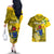 Cook Islands Aitutaki Couples Matching Off The Shoulder Long Sleeve Dress and Hawaiian Shirt Coat Of Arms Plumeria Polynesian Turtle LT05 - Polynesian Pride