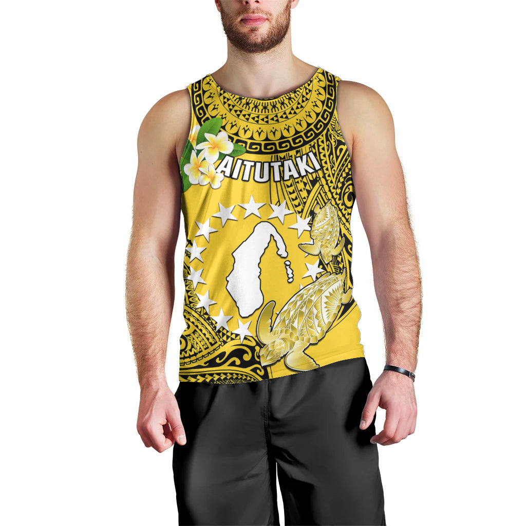 Cook Islands Aitutaki Men Tank Top Coat Of Arms Plumeria Polynesian Turtle LT05 - Polynesian Pride