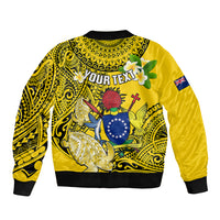 Personalized Cook Islands Aitutaki Bomber Jacket Coat Of Arms Plumeria Polynesian Turtle LT05 - Polynesian Pride