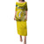 Personalized Cook Islands Aitutaki Puletasi Coat Of Arms Plumeria Polynesian Turtle LT05 Long Dress Yellow - Polynesian Pride