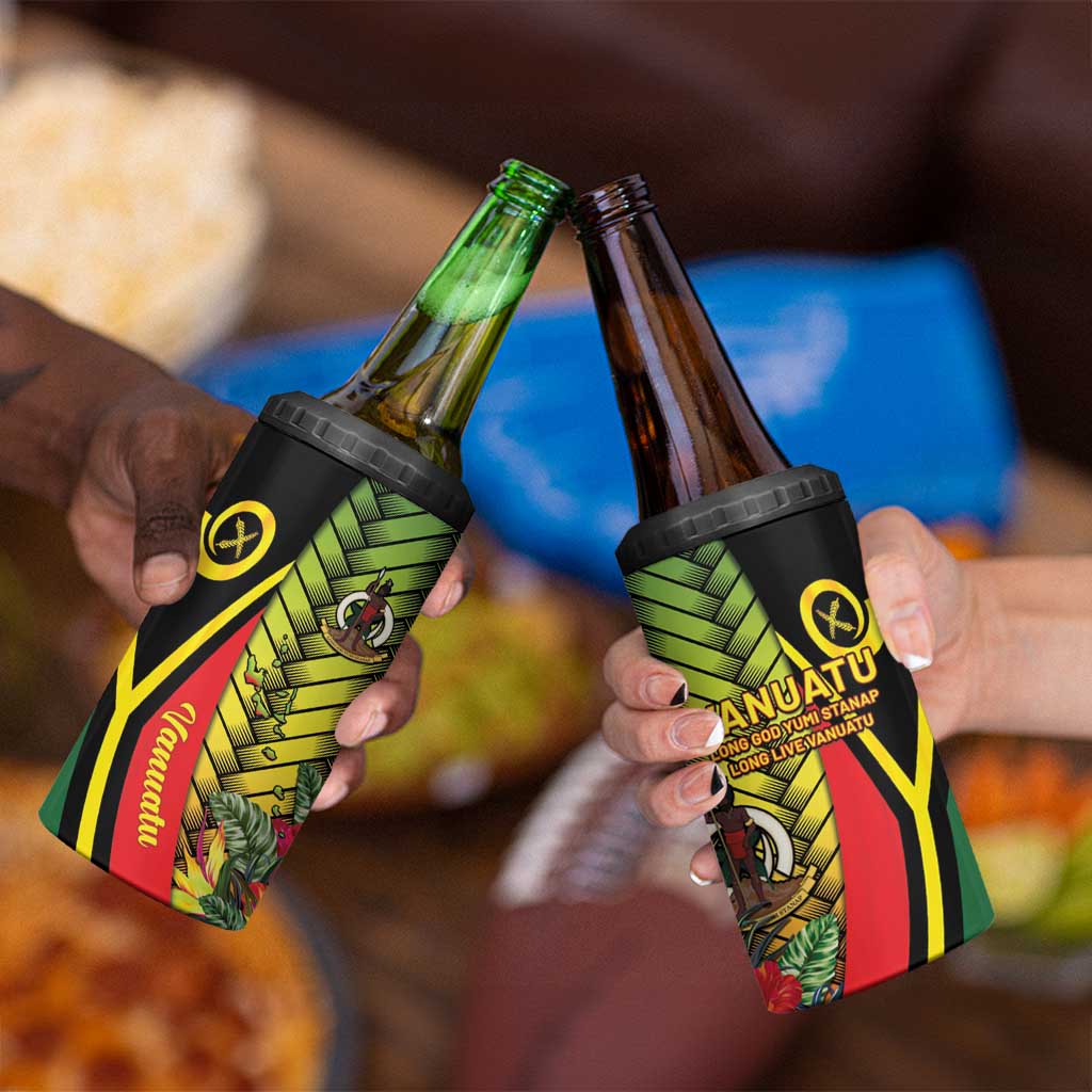 Vanuatu Constitution Day 4 in 1 Can Cooler Tumbler Long Live Vanuatu LT05 - Polynesian Pride