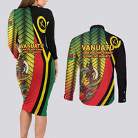 Vanuatu Constitution Day Couples Matching Long Sleeve Bodycon Dress and Long Sleeve Button Shirt Long Live Vanuatu LT05 - Polynesian Pride