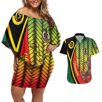 Vanuatu Constitution Day Couples Matching Off Shoulder Short Dress and Hawaiian Shirt Long Live Vanuatu - Polynesian Pride
